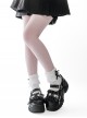 Eternal Night System Series Sweet Cool Subculture Black Lace Diamond Buckle Cross Pendant Metal Buckle Gothic Lolita Round Toe Thick Platform Shoes
