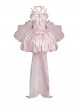 Runaway Princess Series Pink Lace Bowknot Pearl Diamond Decoration Ballet Style Flower Bud Sweet Lolita Sleeveless Dress Cuff Train Set
