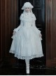 Forgotten Heaven Series White Lace Binding Band Design Fluffy Hem Gothic Lolita Puffy Long Sleeve Dress Corset Bowknot Gentleman Collar Headband Set