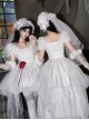 Before Dawn Series White Dreamlike Simple Elegant Line Decoration Gothic Lolita Lace Veil