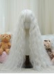 Cute Daily Fluffy Elegant Milky White Natural Corn Silk Wool Curls Long Hair Flat Bangs Sweet Lolita Full Head Wig