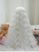 Cute Daily Fluffy Elegant Milky White Natural Corn Silk Wool Curls Long Hair Flat Bangs Sweet Lolita Full Head Wig