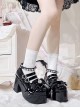 Coronation Gift Box Series Japanese Style Crown Bowknot Heart Rhinestone Decoration Sweet Lolita High Heel Platform Shoes