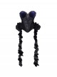 Mourning Day Series Dark Romantic Gorgeous Black Diamond Floral Lace Purple Velvet Removable Ruffle Hem Halloween Gothic Punk Fishbone Corset