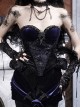 Mourning Day Series Dark Romantic Gorgeous Black Diamond Floral Lace Purple Velvet Removable Ruffle Hem Halloween Gothic Punk Fishbone Corset