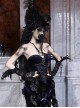 Mourning Day Series Dark Romantic Gorgeous Black Diamond Floral Lace Purple Velvet Removable Ruffle Hem Halloween Gothic Punk Fishbone Corset