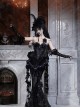 Mourning Day Series Dark Romantic Gorgeous Black Diamond Floral Lace Purple Velvet Removable Ruffle Hem Halloween Gothic Punk Fishbone Corset