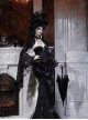 Mourning Day Series Dark Romantic Gorgeous Black Diamond Floral Lace Purple Velvet Removable Ruffle Hem Halloween Gothic Punk Fishbone Corset