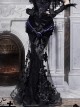 Mourning Day Series Dark Gorgeous Black Beading Flowers Embroidery Purple Rose Bowknot Lace Velvet Retro Halloween Gothic Punk Fishtail Skirt