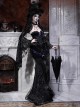 Mourning Day Series Dark Gorgeous Black Beading Flowers Embroidery Purple Rose Bowknot Lace Velvet Retro Halloween Gothic Punk Fishtail Skirt