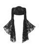 Mourning Day Series Dark Hollow Black Flower Lace Gorgeous Beaded Tassel Chain Sequined Trumpet Sleeve Gothic Long-Sleeved Top