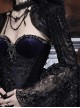 Mourning Day Series Dark Hollow Black Flower Lace Gorgeous Beaded Tassel Chain Sequined Trumpet Sleeve Gothic Long-Sleeved Top