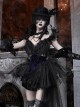 Mourning Day Series Dark Gorgeous Diamond Black Feather Lace Purple Velvet Binding Band Design Beads Mesh Tail Halloween Gothic Sleeveless Dress