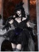 Mourning Day Series Dark Gorgeous Diamond Black Feather Lace Purple Velvet Binding Band Design Beads Mesh Tail Halloween Gothic Sleeveless Dress
