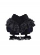 Mourning Day Series Black Gorgeous Flower Lace Bowknot Elastic Lace Leg Strap Velvet Culottes Pumpkin Pants Halloween Gothic Shorts