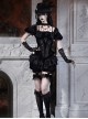 Mourning Day Series Black Gorgeous Flower Lace Bowknot Elastic Lace Leg Strap Velvet Culottes Pumpkin Pants Halloween Gothic Shorts