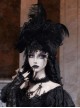 Mourning Day Series European Style Black Feather Flower Lace Velvet Bowknot Detachable Trailing Yarn Lace Gothic Top Hat