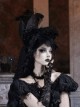Mourning Day Series European Style Black Feather Flower Lace Velvet Bowknot Detachable Trailing Yarn Lace Gothic Top Hat