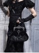 Mourning Day Series Gorgeous Black European Style Diamond Velvet Lace Bat Metal Carved Diamond Black Bead Chain Handheld Halloween Gothic Handbag