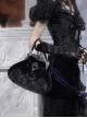 Mourning Day Series Gorgeous Black European Style Diamond Velvet Lace Bat Metal Carved Diamond Black Bead Chain Handheld Halloween Gothic Handbag