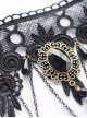 Elegant Retro Black Lace Gorgeous Diamond Gold Decorative Teardrop Chain Pendant Steam Style Punk Gothic Lolita Clavicle Necklace