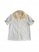 Lemon Chicken Series Fresh Cute Daily Lemon Slice Round Neck Print Lace Bowknot Decoration Sweet Lolita Puff Sleeve Short Sleeve Shirt