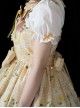 Lemon Chicken Series Fresh Cute Daily Lemon Slice Round Neck Print Lace Bowknot Decoration Sweet Lolita Puff Sleeve Short Sleeve Shirt
