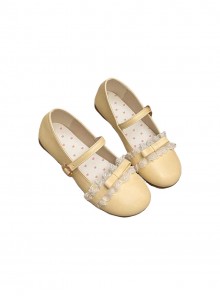 Versatile Cute Japanese Style Lace Bowknot Decorated Round Toe Sweet Lolita Flat Heel Shoes