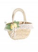 Forest Style Elegant Camellia Handmade Straw Lace Decoration Original Ecological Corn Husk Classic Lolita Handbag