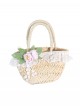 Forest Style Elegant Camellia Handmade Straw Lace Decoration Original Ecological Corn Husk Classic Lolita Handbag