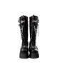 Punk Singer Series Subculture Sweet Cool Style Handsome Versatile Metal Chain Punk Lolita Round Toe Platform Knight Boots
