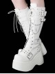 Punk Singer Series Subculture Sweet Cool Style Handsome Versatile Metal Chain Punk Lolita Round Toe Platform Knight Boots