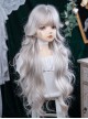 Silver White Natural Elegant Elf Style Moonlight Color Air Bangs Classic Lolita Full Head Long Curly Hair Wig