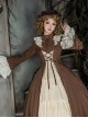 Walnut Box Series Brown Exquisite Retro Lace Beaded Bowknot Decoration Long Ribbon Classic Lolita Round Hat
