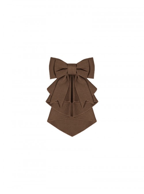Walnut Box Series Exquisite Elegant Brown Multi Layer Pleated Design Bowknot Three Dimensional Gentleman Collar Retro Classic Lolita Collar