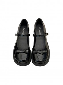 French Style Retro Bowknot Square Toe Design Elegant British Style Sweet Lolita High Heel Mary Jane Shoes