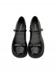 French Style Retro Bowknot Square Toe Design Elegant British Style Sweet Lolita High Heel Mary Jane Shoes