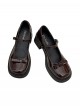 French Style Retro Bowknot Square Toe Design Elegant British Style Sweet Lolita High Heel Mary Jane Shoes