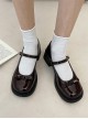 French Style Retro Bowknot Square Toe Design Elegant British Style Sweet Lolita High Heel Mary Jane Shoes
