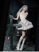 Bionic Figure Series Silver Elegant Swan Candlestick Binding Band Design Cross Lace Gothic Lolita Top Skirt Hairband Waist Chain Necklace Set
