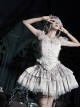 Bionic Figure Series Silver Elegant Swan Candlestick Binding Band Design Cross Lace Gothic Lolita Top Skirt Hairband Waist Chain Necklace Set