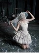 Bionic Figure Series Silver Elegant Swan Candlestick Binding Band Design Cross Lace Gothic Lolita Top Skirt Hairband Waist Chain Necklace Set