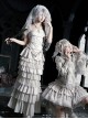 Bionic Figure Series Silver Swan Candlestick Embroidery Elegant Ruffle Hem Gothic Lolita Top Fishtail Skirt Headband Waist Chain Necklace Set