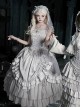 Bionic Figure Series Elegant Gorgeous Silver Swan Candlestick Multi-Layered Ruffle Hem Gothic Lolita Top Long Skirt Headband Waist Chain Necklace Set