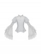 Bionic Figure Series Exquisite Elegant Silver Lace Stand Up Collar Cross Heart Retro Puff Sleeves Binding Band Design Gothic Lolita Long-Sleeved Top