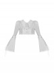 Bionic Figure Series Silver Small Pointed Collar Elegant Flared Sleeves Delicate Lace Heart Button Gothic Lolita Long-Sleeved Short Coat