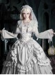 Bionic Figure Series Silver Small Pointed Collar Elegant Flared Sleeves Delicate Lace Heart Button Gothic Lolita Long-Sleeved Short Coat