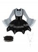 Crow Night Cry Series Cross Candlestick Dark Silver Lace Gothic Lolita Sleeveless Dress Striped Trumpet Sleeve Shirt Bowknot Necklace Hairband Set