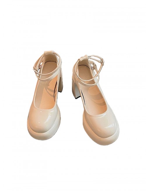 Elegant French Retro Style Exquisite Thick Sole Block Heel Sweet Lolita Mary Jane High Heel Shoes