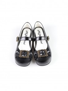Coco Frame Series Elegant Retro Round Toe Metal Frame Bowknot Classic Lolita Flats Shoes
